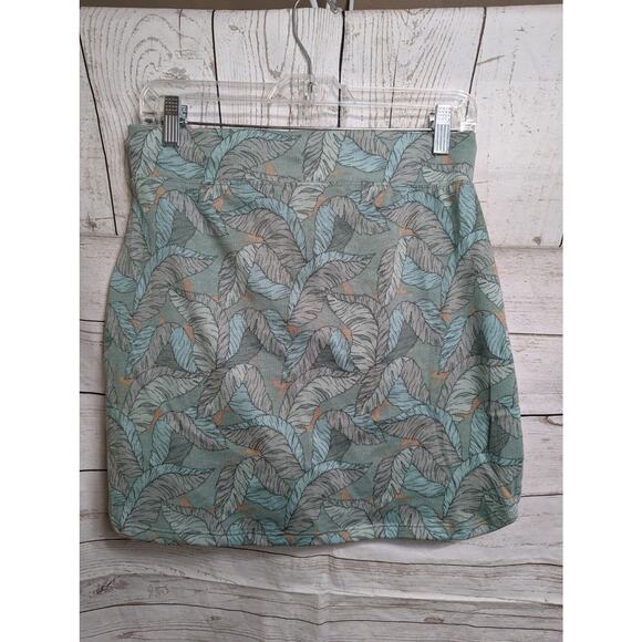NEW Nine West Tropical Leaf Print Skirt Size S 17" l Green Pockets - Picture 2 of 6